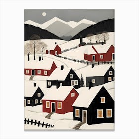 Scandinavian Village Scene Painting (22) Canvas Print