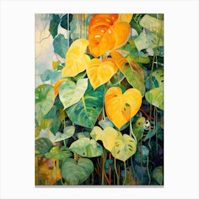 Tropical Plant Painting Golden Pothos Canvas Print