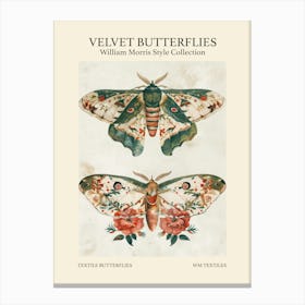 Velvet Butterflies Collection Textile Butterflies William Morris Style 4 Canvas Print