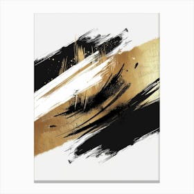 Gold And Black Brush Strokes 24 Canvas Print