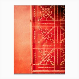 Red Painted Wall & Wrought Iron Gate Canvas Print