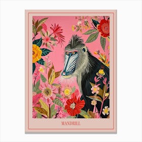 Floral Animal Painting Mandrill 2 Poster Canvas Print