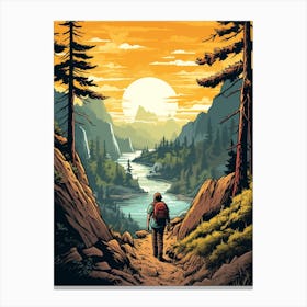 Pacific Crest Trail Usa 1 Vintage Travel Illustration Canvas Print