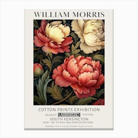 William Morris Peonies White And Red Vintage Exhibition Canvas Print