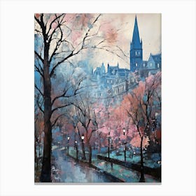 Winter City Park Painting Princes Street Gardens Edinburgh Scotland 4 Canvas Print