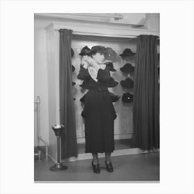 Untitled Photo, Possibly Related To Model Trying On Hat For A Buyer, New York City Showroom, Jersey 3 Canvas Print