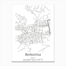 Berkovitsa,Bulgaria Minimalist Map Canvas Print