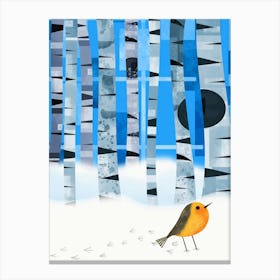 Robin in Snow Canvas Print