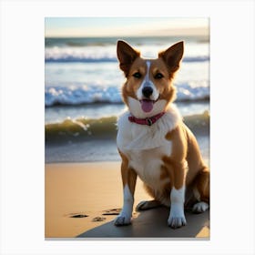 Corgi On The Beach 1 Canvas Print