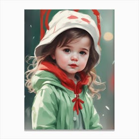 Little Girl In Winter Coat Canvas Print