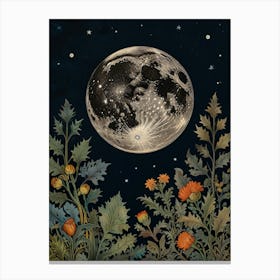 Moon In The Garden Style William Morris 3 Canvas Print