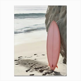 Pink Surfboard On The Beach 1 Canvas Print