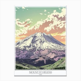 Mount St Helens Usa Color Line Drawing 6 Poster Canvas Print
