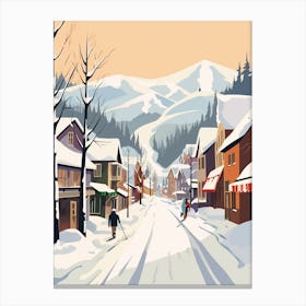 Vintage Winter Travel Illustration Whistler Canada 3 Canvas Print