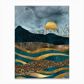 Gold And Blue Mountains Canvas Print