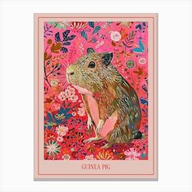 Floral Animal Painting Guinea Pig 4 Poster Canvas Print