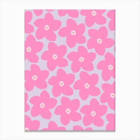 Retro Flower Pink And Purple Canvas Print