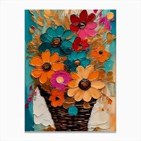 Basket Of Flowers 2 Canvas Print