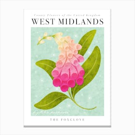 County Flower of West Midlands The Foxglove Canvas Print