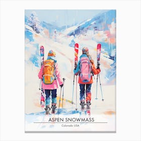 Aspen Snowmass   Colorado Usa, Ski Resort Poster Illustration 4 Canvas Print