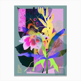 Larkspur 3 Neon Flower Collage Canvas Print