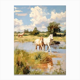 Horses Painting In Loire Valley, France 1 Canvas Print