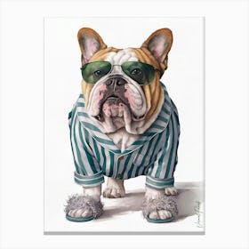 British Bulldog In Pajamas 2. Canvas Print