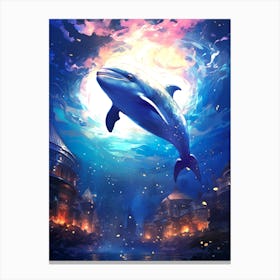 Dolphin In The Sea Canvas Print