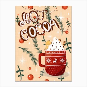 Christmas Hot Cocoa Beige Canvas Print