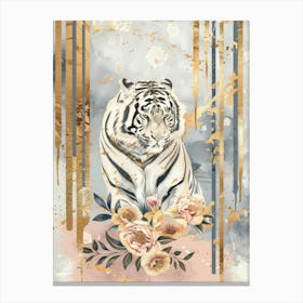 Tiger With Flowers 5 Canvas Print