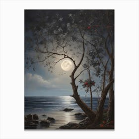 Full Moon Over The Ocean 1 Canvas Print