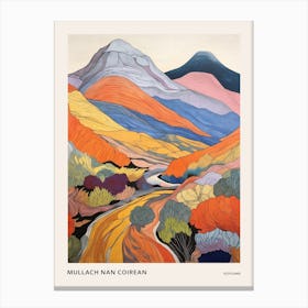 Mullach Nan Coirean Scotland Colourful Mountain Illustration Poster Canvas Print