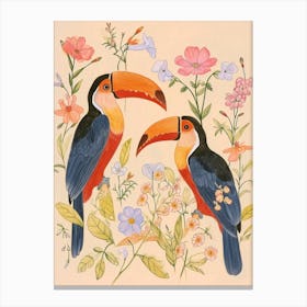 Folksy Floral Animal Drawing Toucan 3 Canvas Print