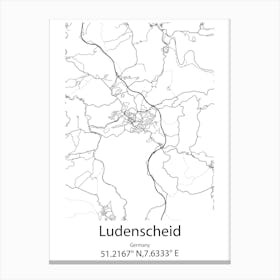 Ludenscheid,Germany Minimalist Map Canvas Print