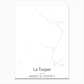 La Tuque,Canada Minimalist Map Canvas Print