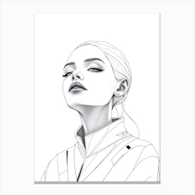 Minimal Drawing Portrait Of A Girl Canvas Print