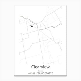 Clearview,Canada Minimalist Map Canvas Print