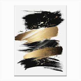 Gold And Black Brush Strokes 27 Canvas Print