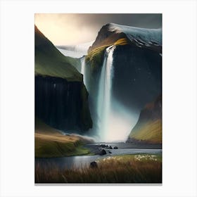 Skógafoss, Iceland Realistic Photograph (2) Canvas Print