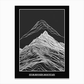 Stob Binnein Mountain Line Drawing 1 Poster Canvas Print