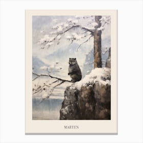Vintage Winter Animal Painting Poster Marten Canvas Print