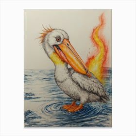 Pelican On Fire 1 Canvas Print