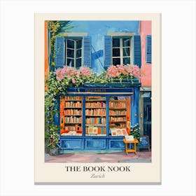 Zurich Book Nook Bookshop 1 Poster Canvas Print
