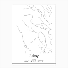 Askoy,Norway Minimalist Map Canvas Print