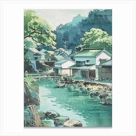 Naoshima Japan 1 Retro Illustration Canvas Print