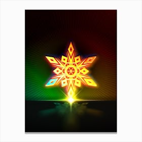 Neon Geometric Glyph in Watermelon Green and Red on Black n.0410 Canvas Print