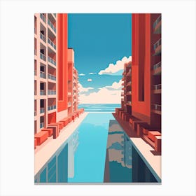 Cancun, Mexico, Flat Illustration 2 Canvas Print