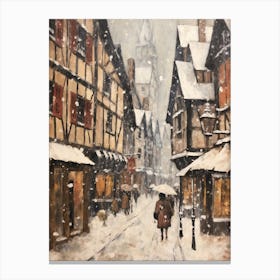 Vintage Winter Painting Colmar France 1 Canvas Print