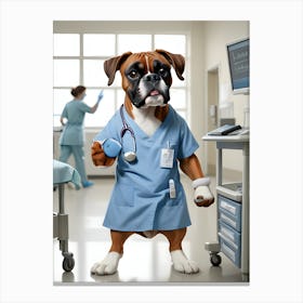 Boxer Dog In Hospital-Reimagined 2 Canvas Print