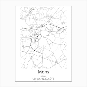 Mons,Belgium Minimalist Map Canvas Print